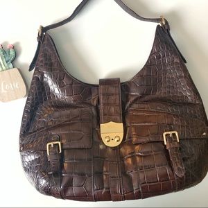 Lauren Ralph Lauren Croc Embossed leather bag